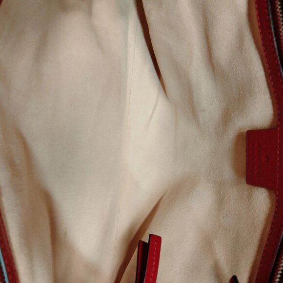 Authentic Gucci Red Leather Hand Bag mon869-110925 - Picture 10 of 16